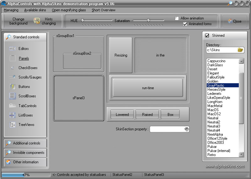 Screenshot of AlphaControls 3.72