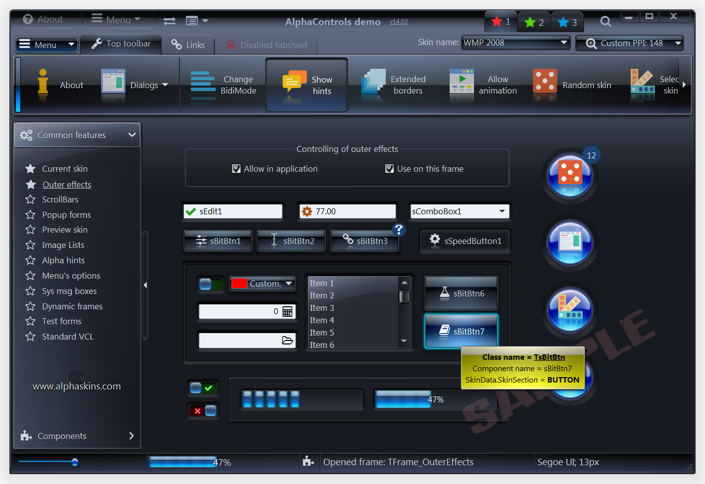 Click to view AlphaControls Lite Edition 7.65 screenshot